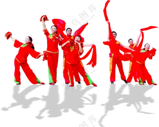 热情洋溢的秧歌队人物免抠图片素材