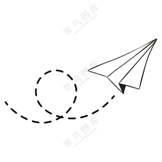 虚线线条装饰的纸飞机免抠图片素材