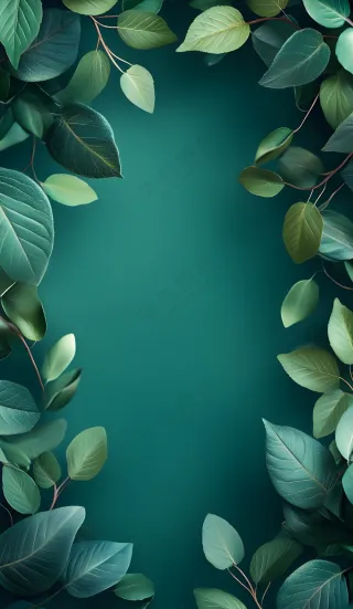 绿色树叶边框背景