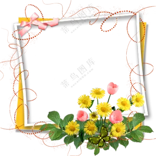 蝴蝶花朵装饰照片边框免抠图片素材