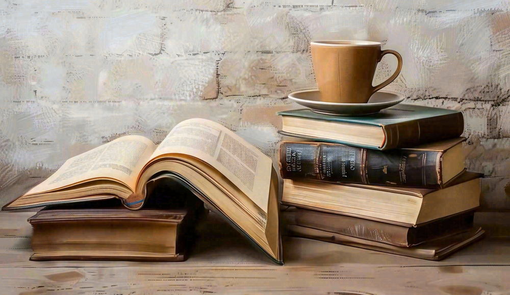 下午茶休闲学习阅读场景世界读书日摄影图