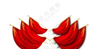 带着穗的鲜艳红旗元素PNG图片素材