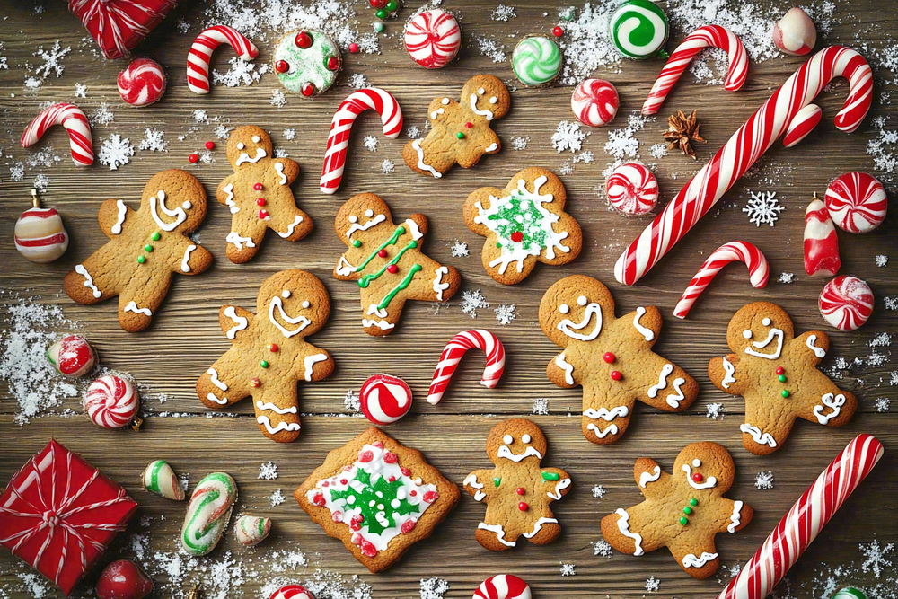 糖果姜饼人圣诞摄影图