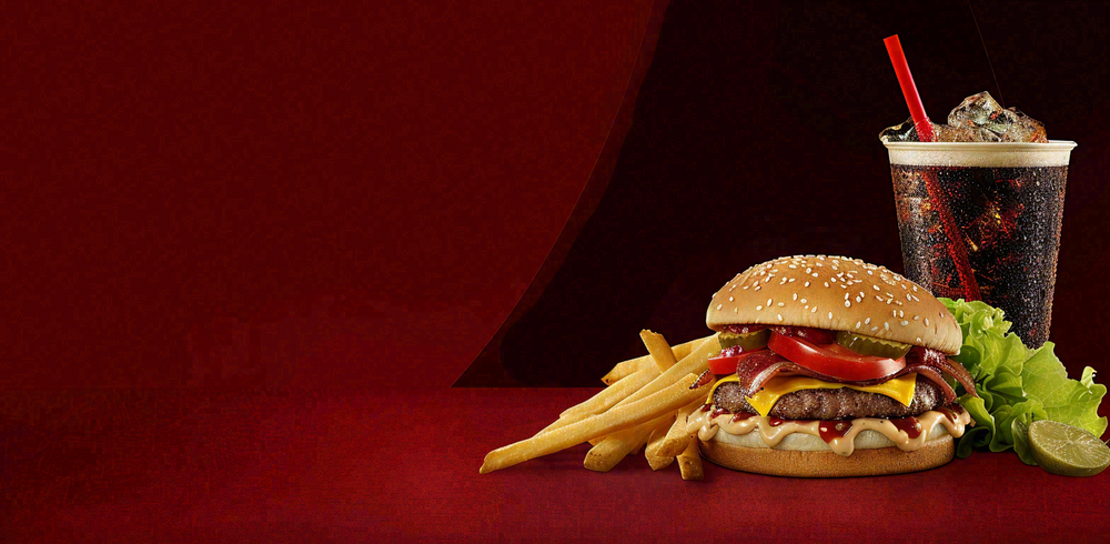 西餐美食汉堡薯条可乐美食摄影图