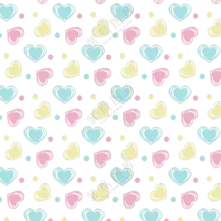 桃心与圆点等无缝拼接图案免抠素材