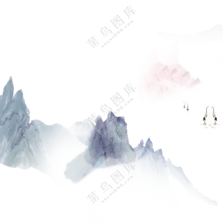 仙鹤与巍峨群山中国风绘画免抠图片