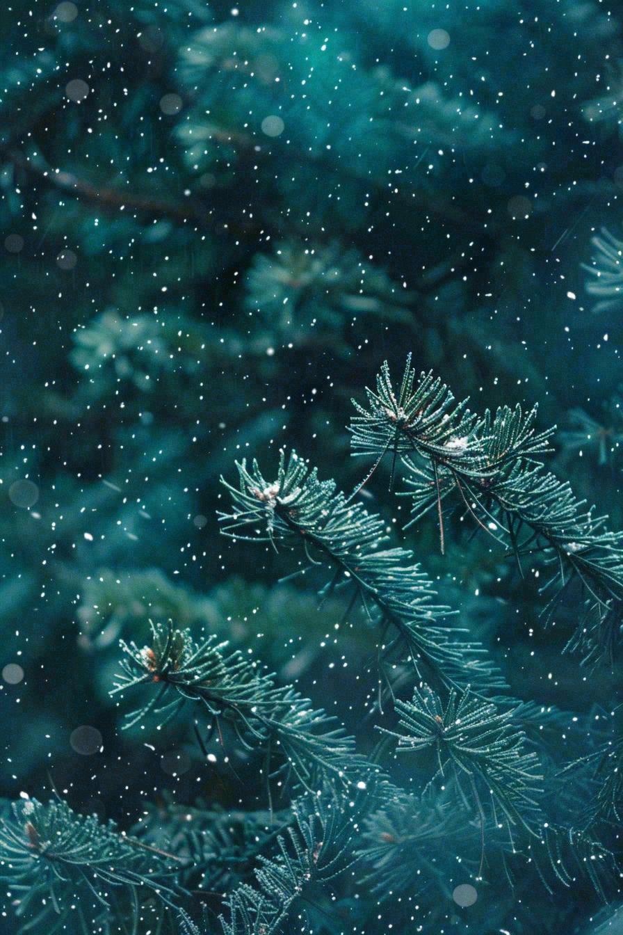 冬天森林里的松针树寒冷霜降摄影图