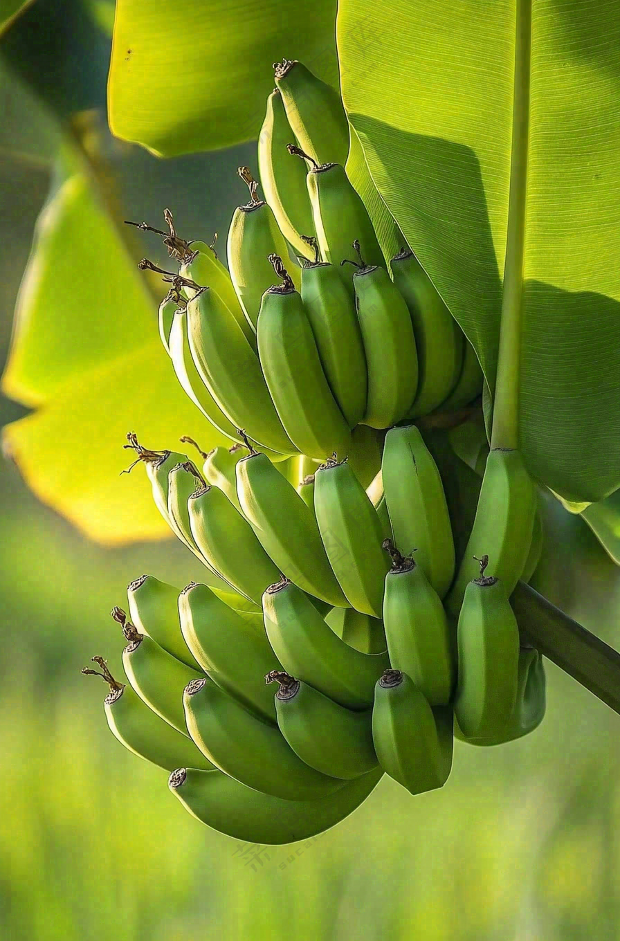香蕉树芭蕉叶青香蕉水果摄影图
