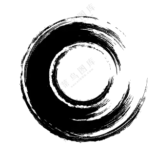 黑白圆形墨迹元素装饰PNG图片素材