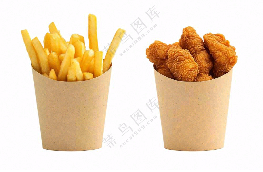 薯条鸡米花食物摄影图免抠