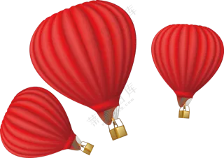 不同大小的红色热气球免抠图片素材