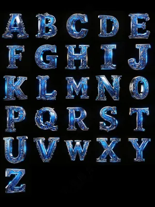 3D巴洛克金属风格3D艺术字英文字母A-Z_05
