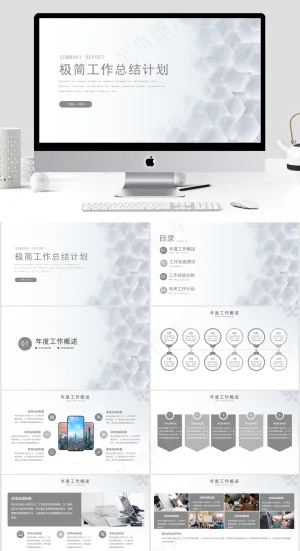 简约风几何微粒体工作总结预览图