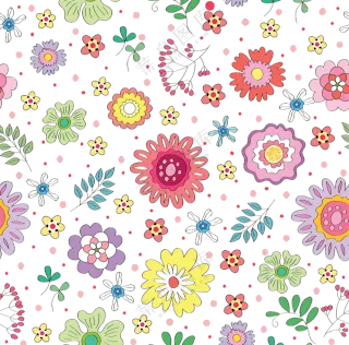 可爱效果手绘花朵枝叶图案免抠素材