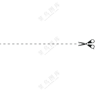 黑白剪刀元素的裁切线免抠图片素材