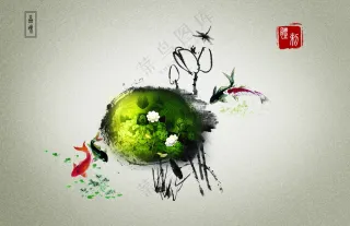 瑜伽背景画面中国古风写意2