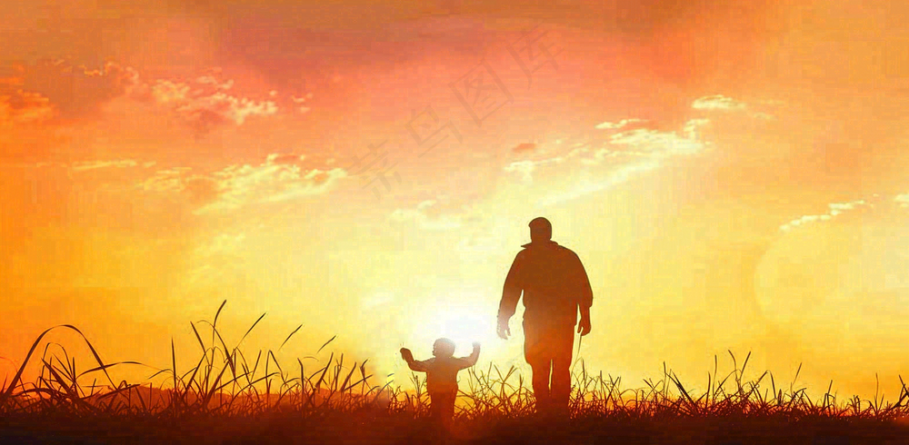 父亲节爸爸和孩子剪影亲情摄影图