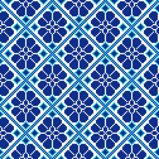 蓝色像素化效果的无缝图案免抠素材