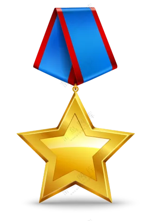 金色立体五角星装饰军功章免抠图片