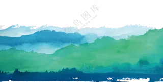 水彩创意远山自然风光免抠图片素材