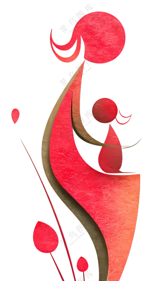 母亲和孩子的抽象剪影