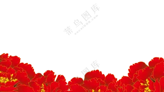 金色线描花朵装饰边框PNG免抠素材