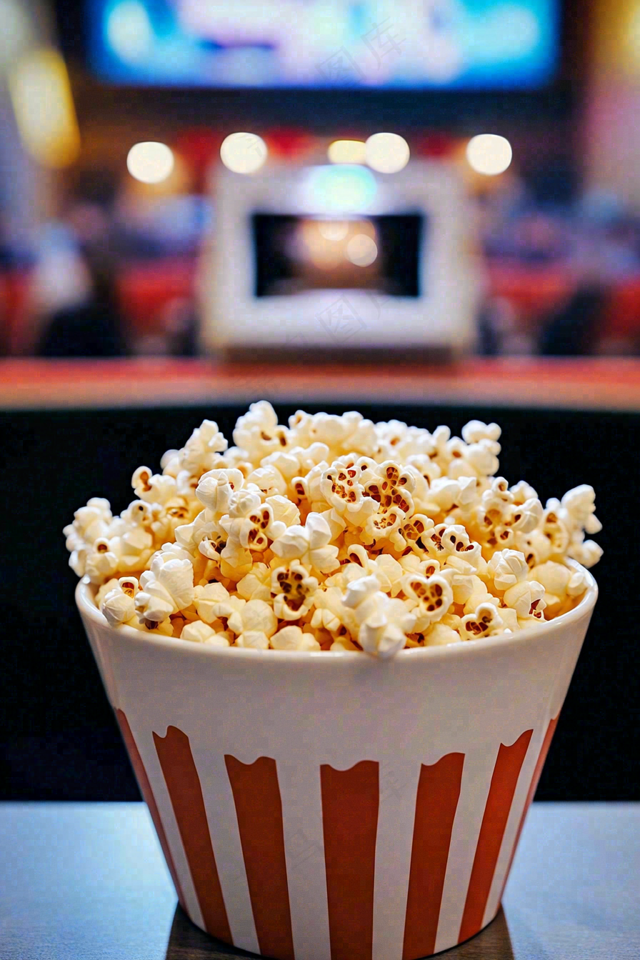 电影院休闲爆米花观影场景摄影图