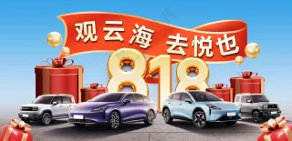 蓝色清新818购车节活动宣传展板