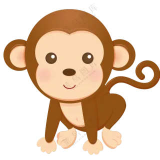 手脚着地的卡通小猴子免抠图片素材
