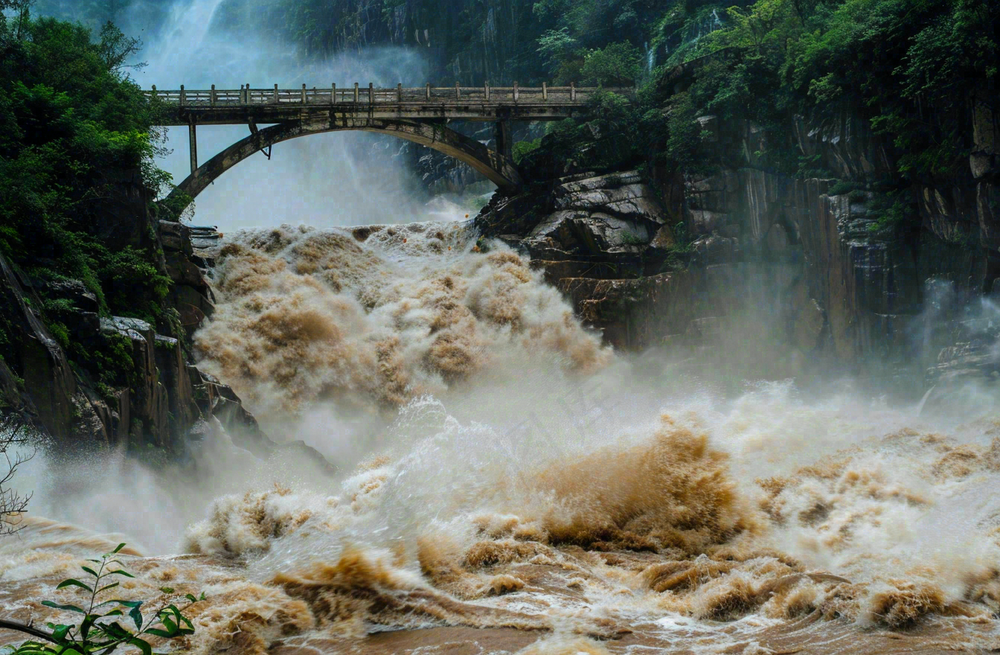 洪水自然灾害防洪预警摄影图