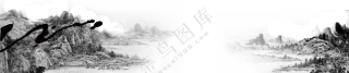 群山中国风黑白水墨画免抠图片素材