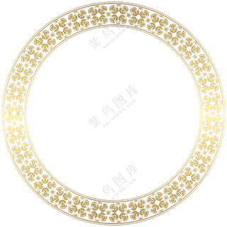 金色花纹图案装饰圆形边框免抠图片