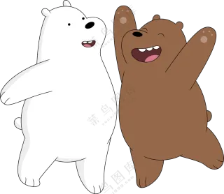 两只开心快乐的熊卡通创意免抠图片