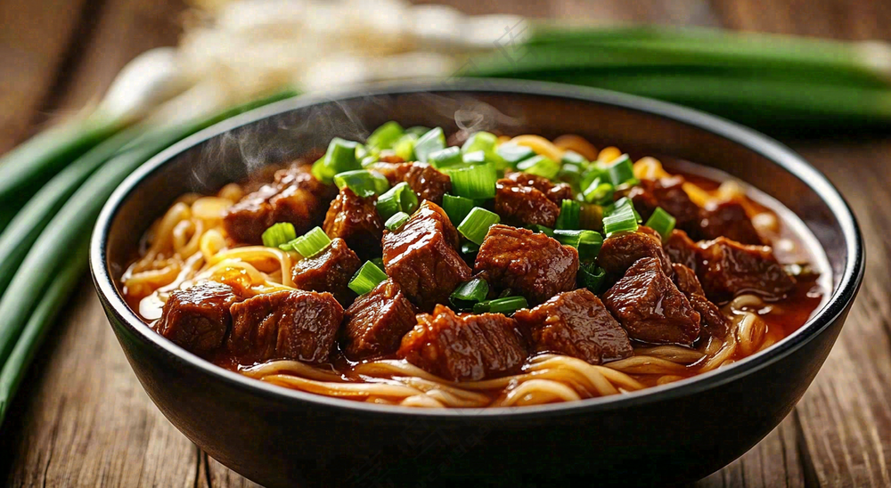 红烧牛肉面粉美食面食摄影图