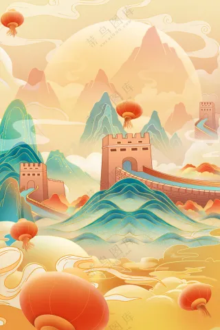 国风国潮山水背景