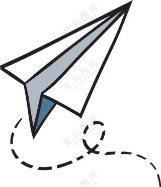 虚线拖曳轨迹的纸飞机免抠图片素材