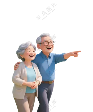 老年夫妇3D卡通人物1