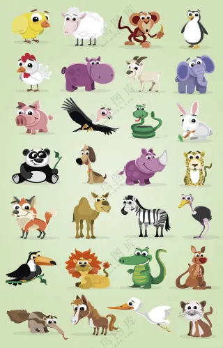 28款家畜和野生动物设计矢量素材