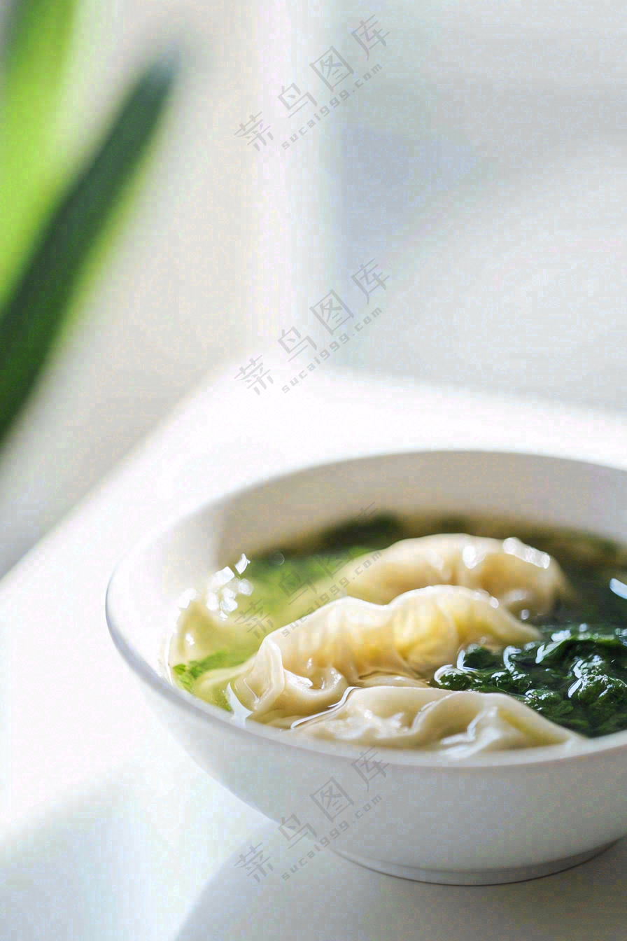 馄饨云吞面食美食摄影图