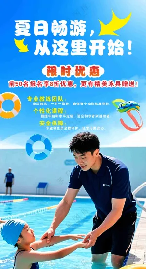 游泳培训海报展架