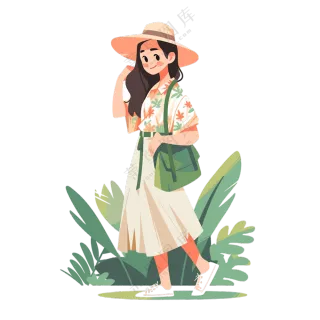 举止优雅美女人物插画免抠图片素材