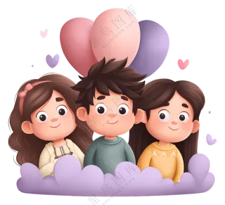 拿着气球的快乐儿童