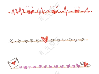 心形图案与心跳曲线等PNG图片素材
