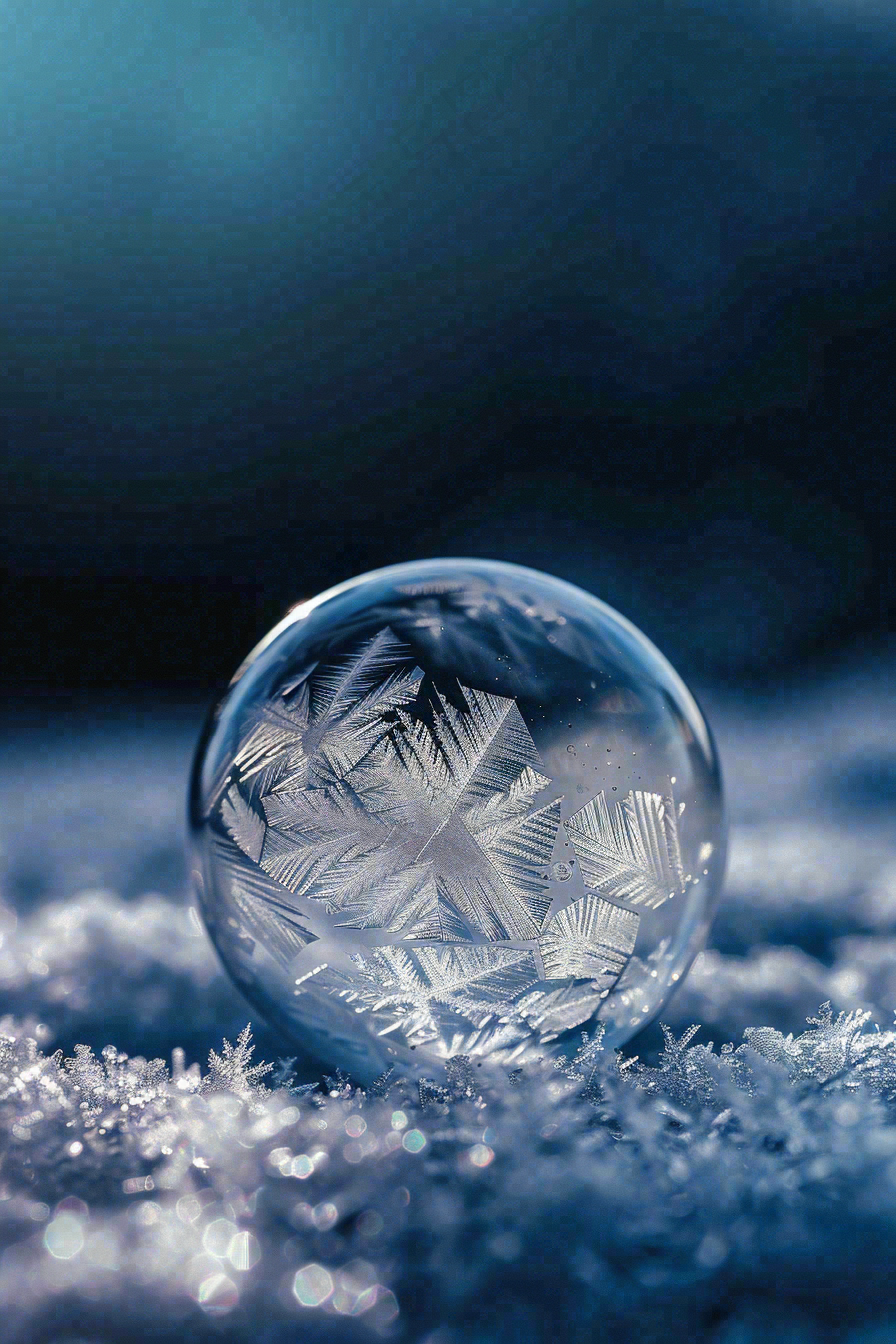 冬天结霜结冰的雪花霜降立冬摄影图