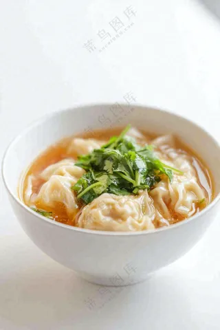 馄饨云吞面食美食摄影图