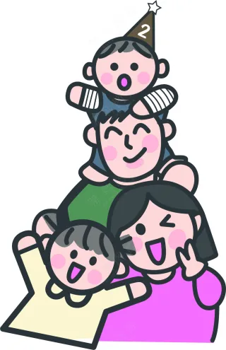 一家四口卡通画