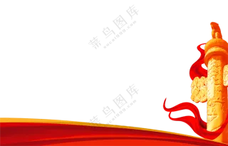 红色飘带装饰的华表等PNG图片素材