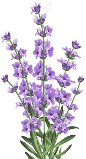 手绘风紫色薰衣草花卉植物免抠图片