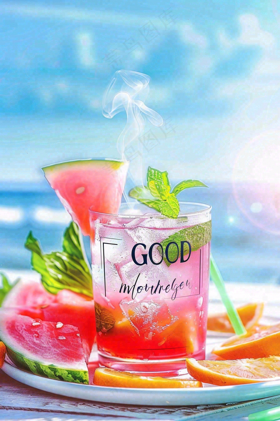 夏日冰镇饮料西瓜解暑小暑大暑摄影图