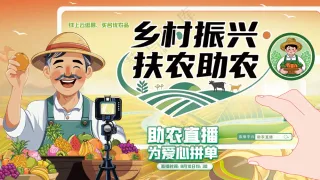乡村振兴扶农助农绿色健康农产品直播背景板